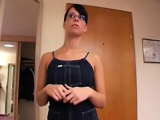 Busty blonde amateur plays with her wet cunt