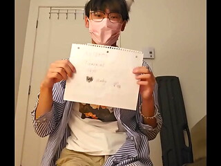 Verification video - White socks asian boy swallow his cum