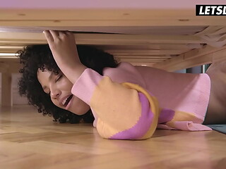 Curly Haired Slut Romy Indy Gets Stuck Under The Bed Then Banged Deep - HORNY HOSTEL