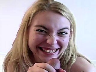 Cute blonde teen girlfriend awesome POV blowjob