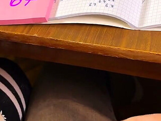 College Girl 67 Six-seven - Teasing Him Under the Desk During Math. Cum on Wristwatch