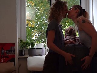 Threesome with European girls and one hung fellow