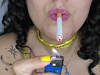 Eddie Queens ft. babyluna939 - Princess Belle Smoking Fetish, Smoke Blowjob and Facial Finish Part 2