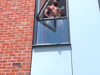Arab Stepdaddy Wanting in Street and Cuming in Window and Cuming on Street