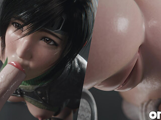 Yuffie Kisaragi Big Dick Sloppy Blowjob - Deep & Messy 3D Animation