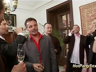 Business party turns into wild orgy with hot girls