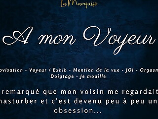 A mon voyeur - French audio female solo multiple orgasm exhib