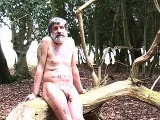 Bearded Daddy Strips Outdoors