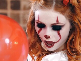 Costume clad Codey dominates Scarlet's red locks in a steamy night of dirty deeds