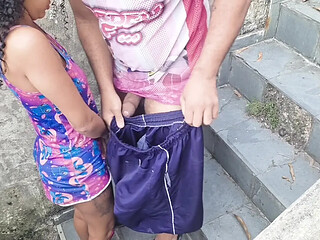 Picking up my stepdaughter on the stairs 100% anal
