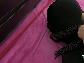 Mistress Irena Mur Fists and Pegs Her Bound Blindfolded Slave with a Big Black Strap-On