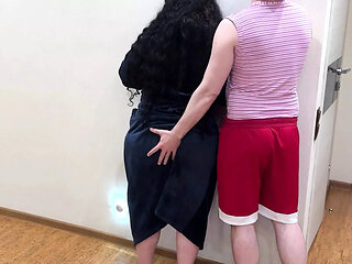 An old woman with curvy forms is shy when she asks for sex