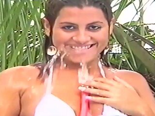 Beautiful and hot blonde with a big tail moaning and cumming, giving her pussy and very tasty spit for two: Porn