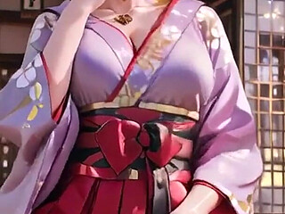 Blonde Goddess in the Japanese Corridor, Lazy Gazes, Hand on Hips, Sunlight Drenching Her Skin