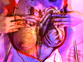 Sissy Licks Chocolate from My Tits to Pussy - Sloppy Food Fetish