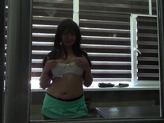 Pressed big titts outside the window! Please let me in!