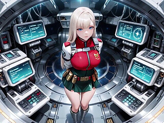 Private Moments Inside the Futuristic Spaceship Where Her White Uniform Is Stretched to Perfection