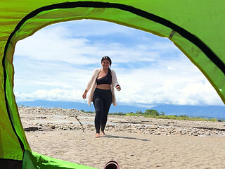 I took my stepsister to the beach and fucked her outdoors where everyone can see us