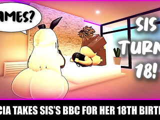 Slutty Leticia Tries Her Sister'_s BBC For Her 18th Birthday While She'_s Gone (ROBLOX)