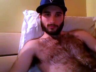 Hairy Stud Shoots Cum All Over Himself