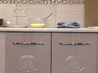 A Mature Wife Prepares Breakfast, and the Home Camera Watches. Big Ass in White Panties Under a Short Robe. Pavg
