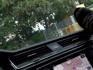 Hard sex in car with tattooed busty MILF