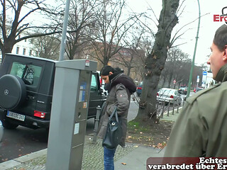Super skinny German teen makes street sex casting
