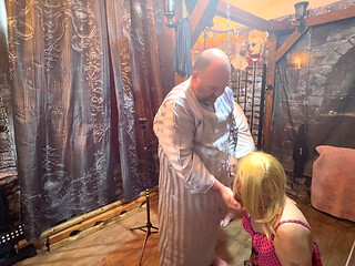 Part 3:- Domina Satana and Lanista Bear collars their slutty whore