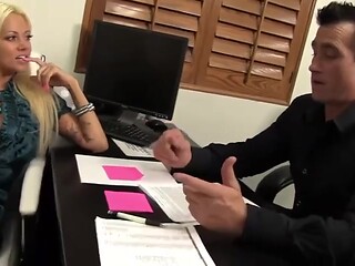 Godlike blonde babe Nikita Von James fucks with a big dick