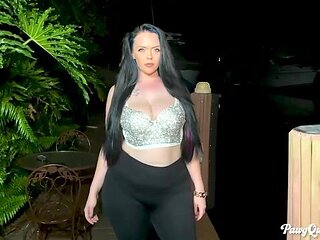 Big-boobed hottie Ryan Smiles poses topless in black tights