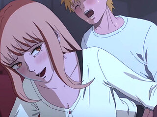 Chainsawman hentai - Makima has a hot sex with Denji in a movie theatre