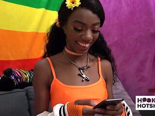 Nice black spinner meets guy online for rough ass-fuck