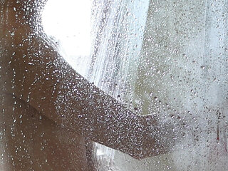 Sexy Redhead Beauty Rubs Herself with Coffee in the Shower