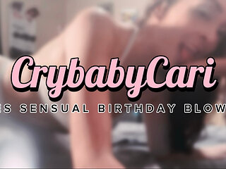 CRYBABYCARI HOT WIFE GIVING SENSUAL BIRTHDAY BLOWJOB & EATING UP THE CAMERA