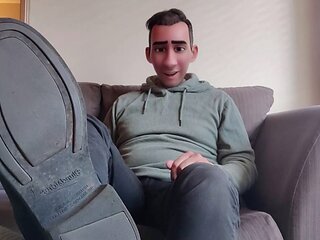 Dominant master in a gay cartoon explores humiliation and foot worship