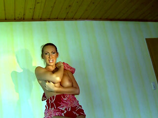 Mandy Bright,stunning MILF oils her boobs and prepares her mouth to suck fat cock