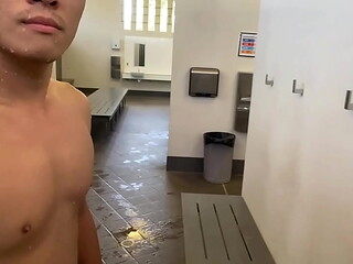 Risky Flash Cum in Public Shower Room