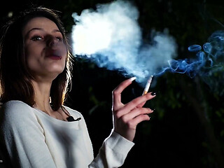 Sexy Russian Babe Smoking Cigarette Outdoor Scene