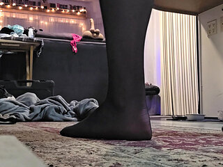 Man in lingerie panties bra pantyhose Try on showing ass and cock bulge