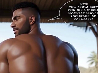 A Gay Black Man with a Huge Ass Was Fucked on the Beach Sand by His Friend