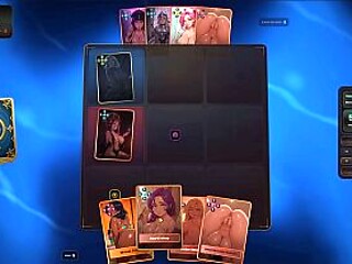 Hentai game features lesbian harem card sex fight.