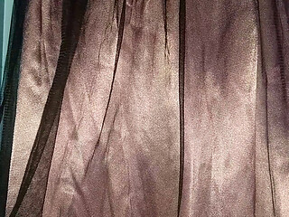 Masturbating and cumming wearing cute and gorgeous satin longdress