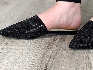 Shoe Collection Pointed-toe Sequin Flat Mules - Dame Olga (4k) (643)