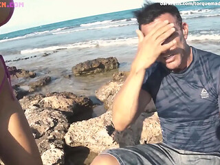 Brianna and Marco Banderas Fuck on the Beach in Full View of Many Onlookers, Letting Several of Them Join in