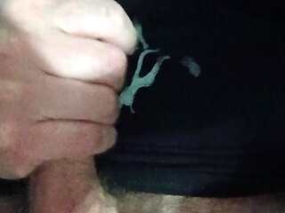 Jacking off and I cum on my shirt hot wet sticky mess