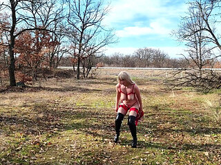 Little Whore Strips off Her Red Bodysuit on the Highway Part 2