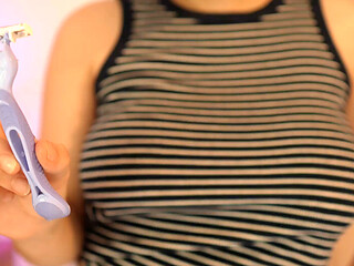 Stepsister Shows How She Shaves Her Armpits and Then Plays with Them and Shows Her Big Tits. in 4K