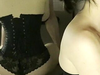 Elegant Slut Takes Huge Facial in a Corset and Silk Gloves