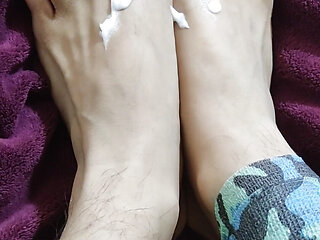 Giving me a delicious massage and pat my feet