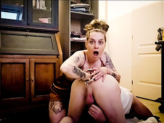 Femdom anal fisting with a speculum anal retractor